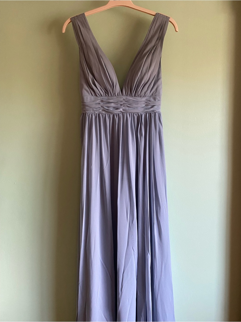 Elegant Dusty Blue V-Neck Maxi Dress